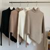 Maglione da donna tinta unita collo alto manica lunga maglia maglione slim fit orlo irregolare maglia di media lunghezza