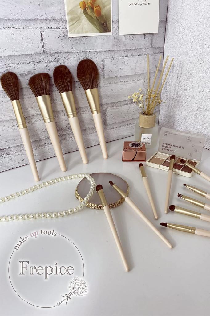 Frepice Makeup Brushes Powder Blush Makeup Brush Gem (13-Piece Set) - Brush, Brush, Pouch, Cosmetic/Salmon