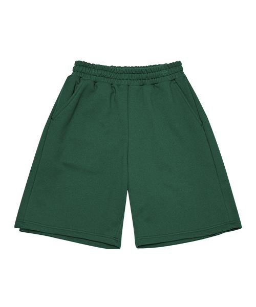 Arrayed Comfy Inverted Pleated Sweat Half Pants [Green]