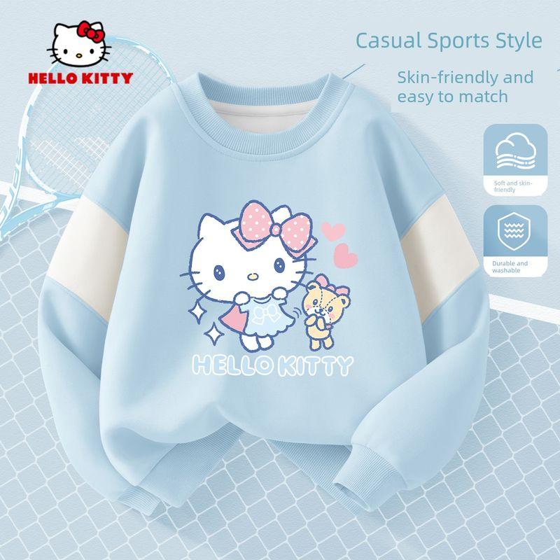 Hellokitty Girls' Sweatshirt, Spring and Autumn Style, Pink Children's Top, Early Spring Children's Clothing, Girls' Long-Sleeved Base Shirt