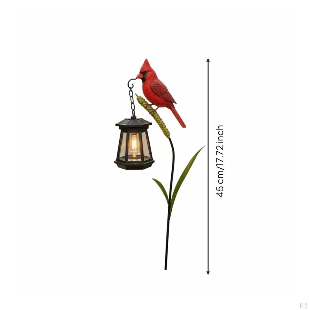 Cardinal Stake Light with Lantern Warm Glow for Planter Boxes, Patios, Gardeners