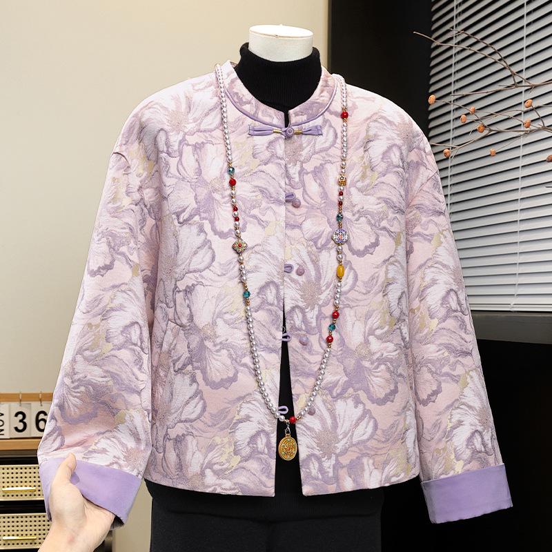 

Floral Round Neck Spring Jacket for Middle-Aged & Elderly Women XL (80-105 jin)