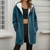 Women's Fashionable Loose Zipper Cardigan With Fleece Hoodie