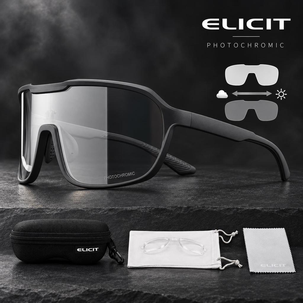 ELICIT New Men's UV400 Photochromic Cycling Sunglasses Women Sports Running Eyewear for Men Glasses Road Bike Bicycle Goggles 7
