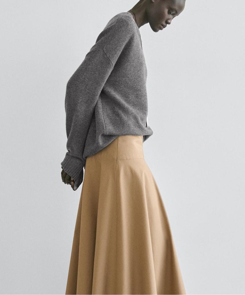 Masimodutti Yoke Detail Flounced Midi Skirt