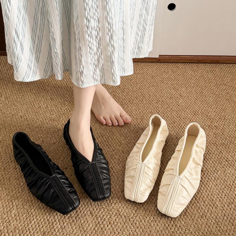 Fashion Women's Pleated Loafers Ballet Flats Female Mary Jane Shoes Summer Cozy Walking Woman Sneakers Trend New Zapatillas De Mujer