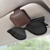 Sunglass Holder for Car Sun Visor, Magnetic Leather Car Glasses Holder Ticket Card Sunglasses Clip Car Visor Accessories