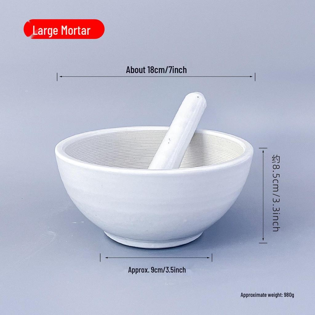 Thickened Ceramic Mortar & Pestle Set for Grinding Pigment and Glaze