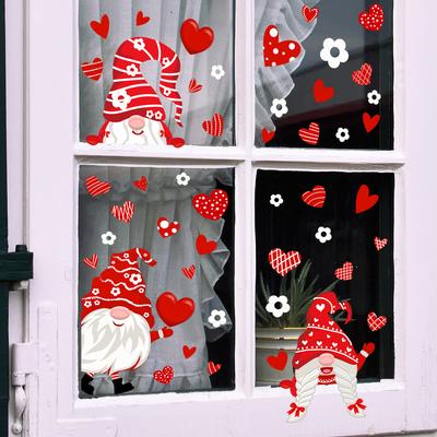 Valentine's Day Cartoon Dwarf Love Decorative Window Sticker Glass Window Home Decoration Wall Sticker Double-sided Visual