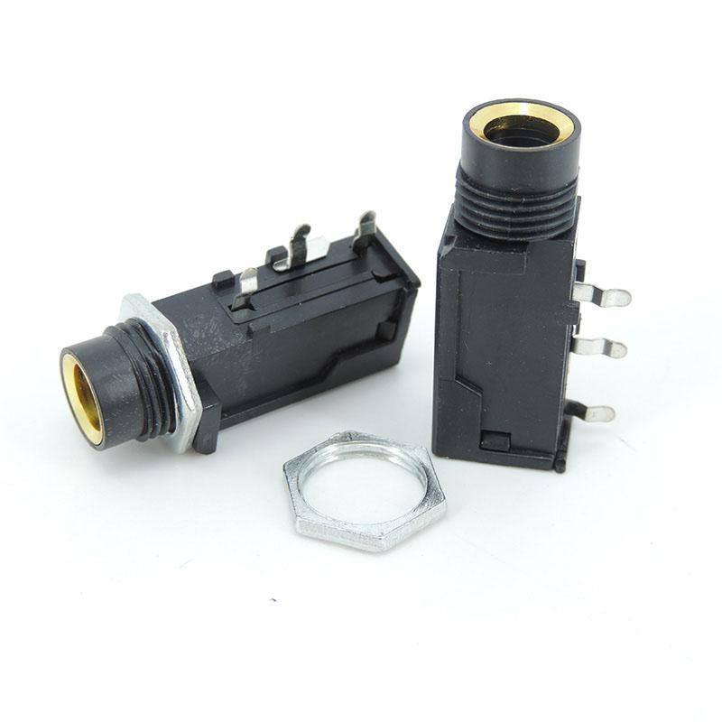 6.35mm 3pin Power Socket PCB Panel Female Mount Audio Jack Speaker Connector Cable Adapter 1/4 Inch 6.5 Mono Plug Microphone