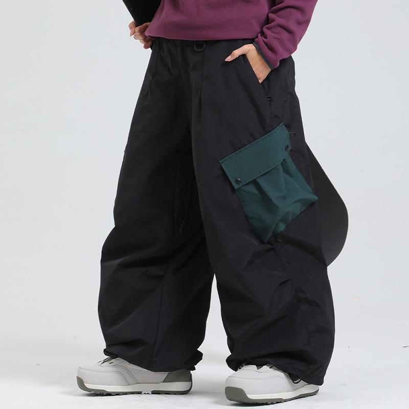 

Зимние новые женские водонепроницаемые лыжные брюки: Рабочая одежда Свободного кроя, Ветрозащитная и Дышащая, Американский Профессиональный Стандарт Мужские Брюки для Сноуборда XS чёрный