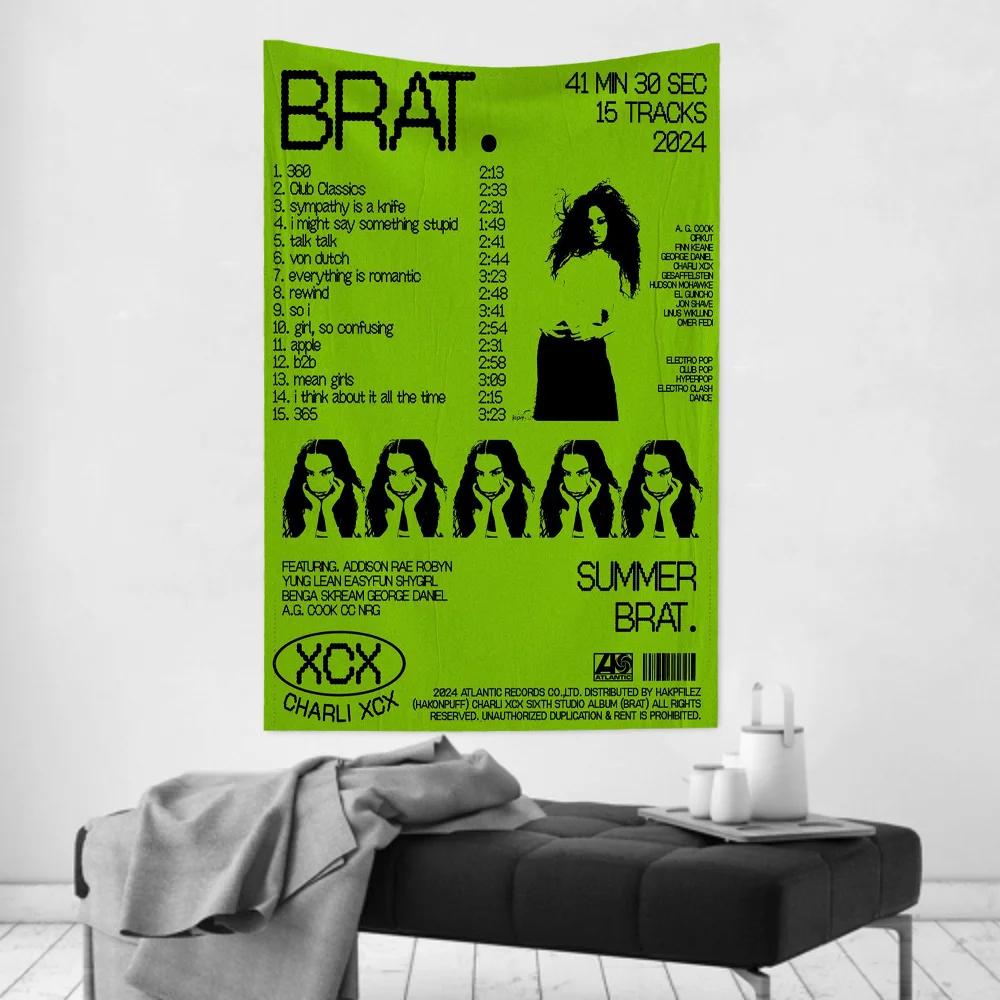 

Brat Music Album CCharli Singer Xcx Tapestry Room Decor Wall Cloth Party Hanging Background Room Decor Baby Room 74x94cm(29x37in)