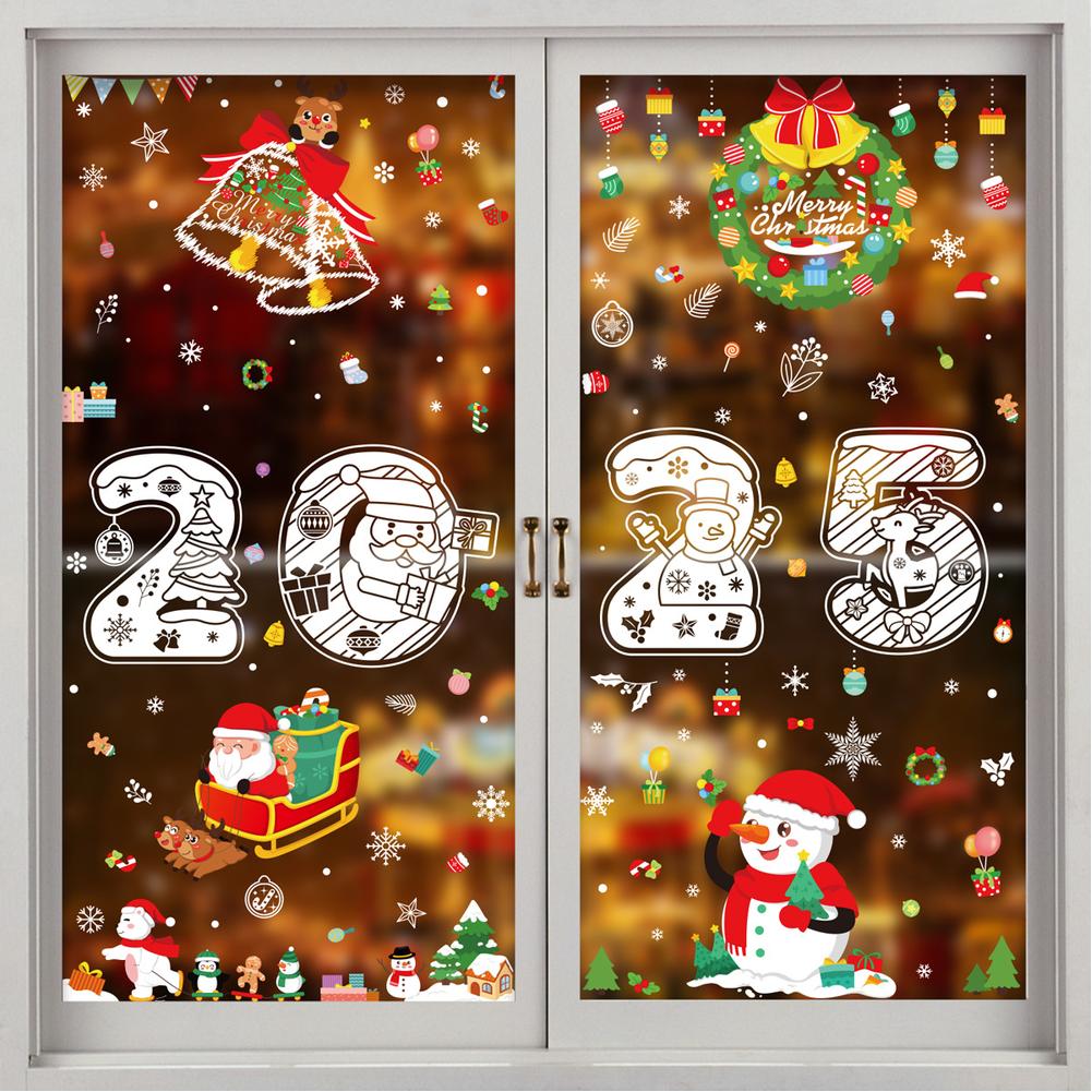 

Christmas Windows Static Stickers Clings, Christmas Decorative Painting Window Privacy Stickers, Christmas Non Adhesive Static Decals Clings BQ127+128+131+136+142
