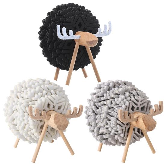 12Pcs/Set Cups Coaster Heat-insulated Thick Socked Reindeer Shaped Holder Felt Table Coaster Set for Home