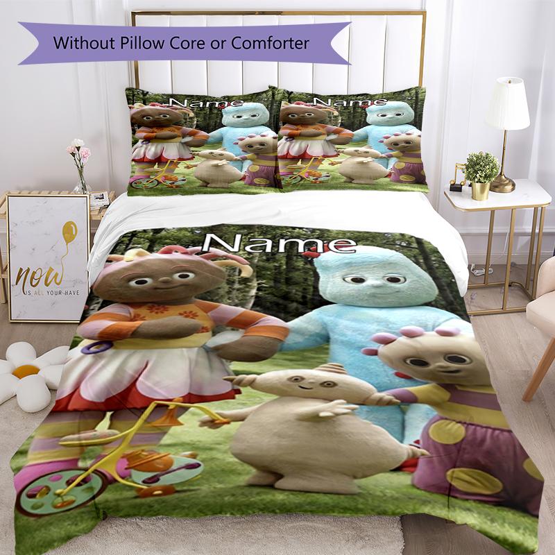 3pcs Custom Name In the Night Garden Bedding Set Duvet Cover Closure Includes 1 Duvet Cover & 2 Pillowcases, Soft and Comfortable for All Seasons.