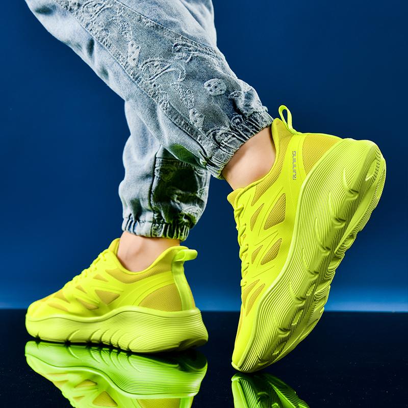 36-47 Couple Plus Size Lightweight Stylish Cushioned Thick Sole Height Increasing Running Shoes Sports Sneakers