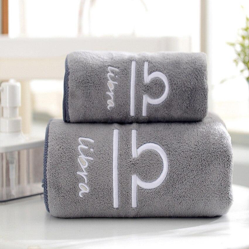 

2PCS Soft Towel Set 12 Constellations Letters Embroideried Face Bath Towels Large Strong Water Absorption for Adult 1pc 35x75-1pc 70x140