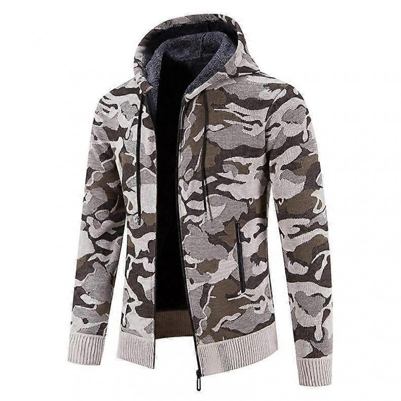 Men's Sweater Jacket Autumn and Winter New Camouflage Hooded Jacket Sweater Coat