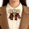 Lightweight Alloy Ribbon Brooch Pin Bowtie Vintage British Charm Corsage Pin For Outerwear Travel Outfits