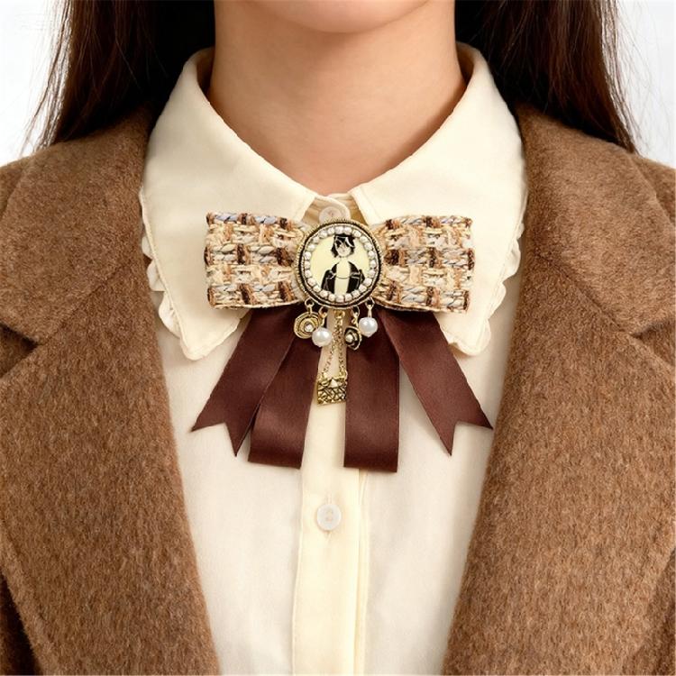 Lightweight Alloy Ribbon Brooch Pin Bowtie Vintage British Charm Corsage Pin For Outerwear Travel Outfits