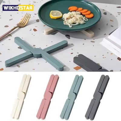 X Shaped Silicone Heat Resistant Pad Foldable Non-Slip Cross Holder Trivet Kitchen Mats Pot Pan Mat Table Placemat Dish Plate