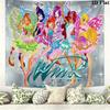 Winx Club Cartoon Wall Tapestry Aesthetic Wall Hanging Printed Fabric Blanket Decorative Tapestries for Bedroom Living Room Home Decor