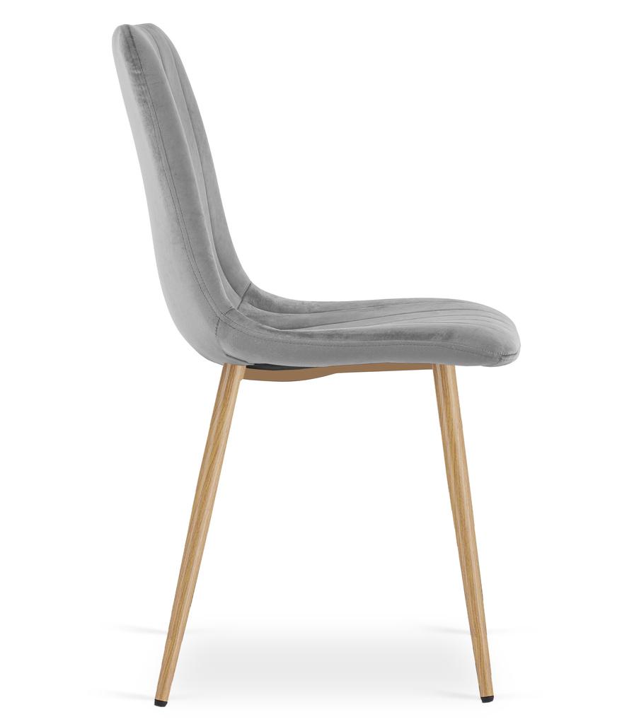 Lava Chair - Light Gray Velvet / Wood Color Legs X 1