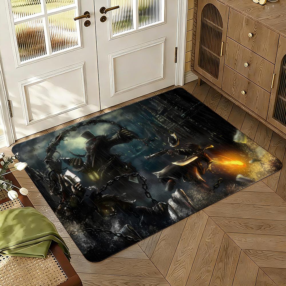Blood-borne game Floor Mat Soft Thickened Absorbent Non-Slip Bedroom Living Room Door Mat Home Decor Flannel Rugs