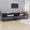 Day and Night - Day and Night Tempered Glass TV Cabinet Black Marble Color 160x40x40.5 Cm