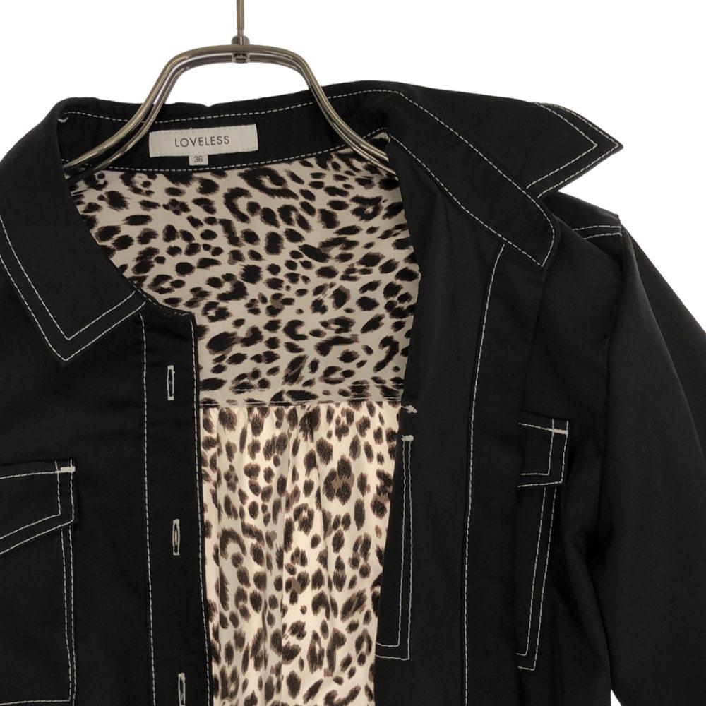 LOVELESS Leopard Pattern Long sleeve long Shirt dress 36 black Women Used