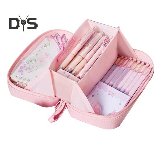 

Пенал многослойное хранение большой дизайн отверстия для ручек пенал для студентов офисных работников учебные принадлежности розовый