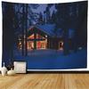 Snow House Tapestry Winter Landscape Tapestry Snowy Tree Woodland Tapestries Wall Hanging for Bedroom Living Room Dorm Office