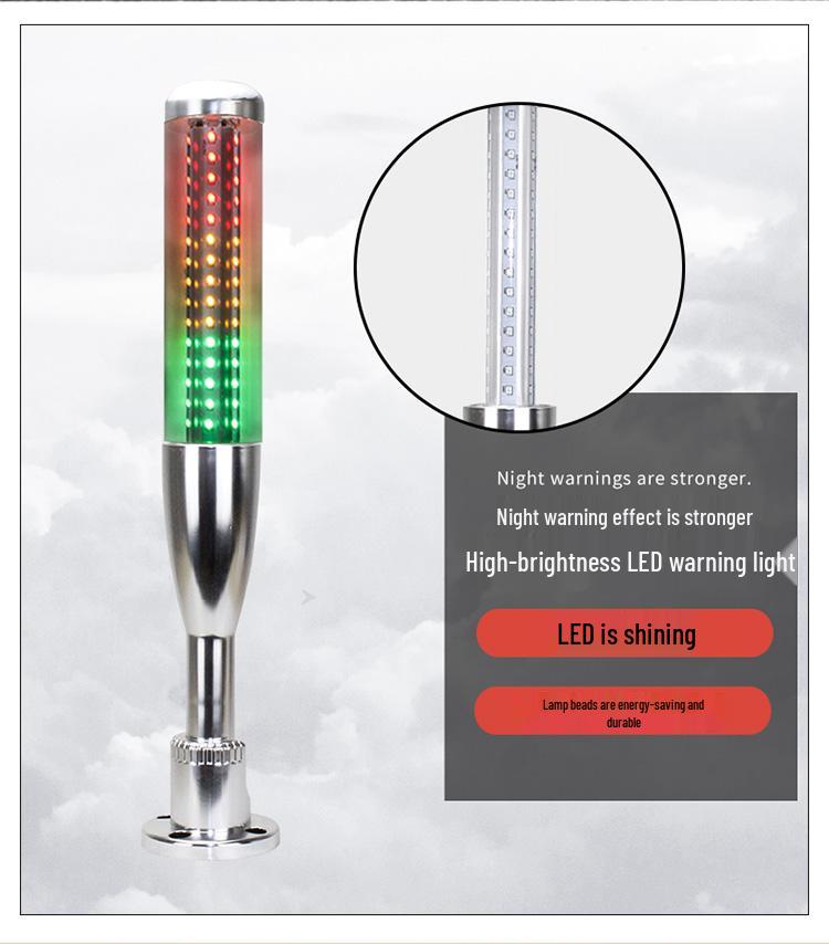 Q7 Aluminum Alloy LED 24V Warning Light: Three-Color, All-in-One Machine Tool Signal with Constant On and Buzzer.