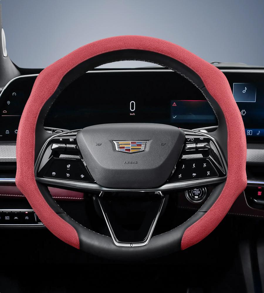 Suitable for Cadillac Premium Suede Snap-On Steering Wheel Cover Anti-Slip Durable Car Accessories Cts 2013 Ct4 Carbon Interior Ct5 Xt5 Xt4 Xt6