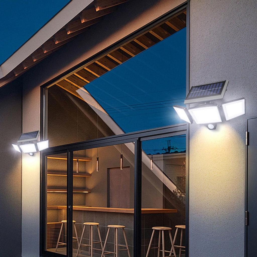 Solar Lights Outdoor Waterproof With Remote Motion Sensor 2500 LM Waterproof Lamp 3-Heads Outdoor Solar Yard Lights For Outside