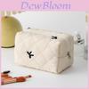 Polyester Geometric Embroidered Makeup Bag With Bow For Travel And Daily Use