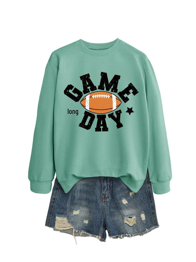 Colorful Football Letter Crewneck Sweatshirt - Game Day Long Sleeve Casual Wear