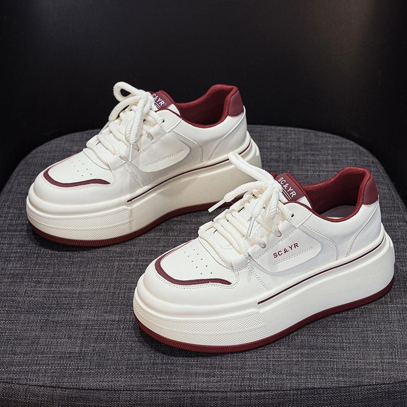 Platform White Shoes Women's 2025 Spring New Internet Celebrity Ankara Red Casual Fashion Sports Board Shoes Student Women's Shoes