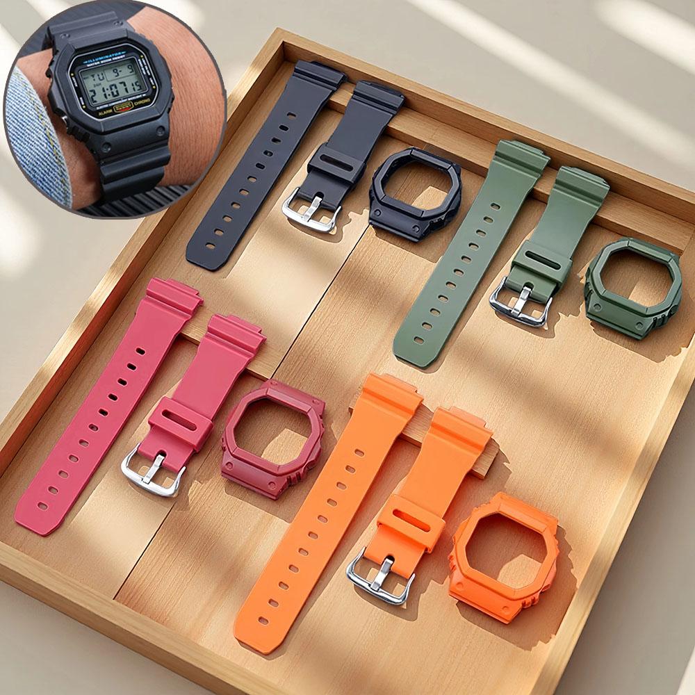 For Casio G-SHOCK DW-5600 GW-B5600 GW-M5610 mod kit Resin Watch Strap case DW5600 Silicone Rubber Watchband bezel wristband men