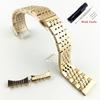 12mm 14mm 16mm 18mm 19mm 20mm 21mm 22mm Solid Stainless Steel Watch Strap Flat Head / Elbow Dual Purpose Butterfly Clasp Strap