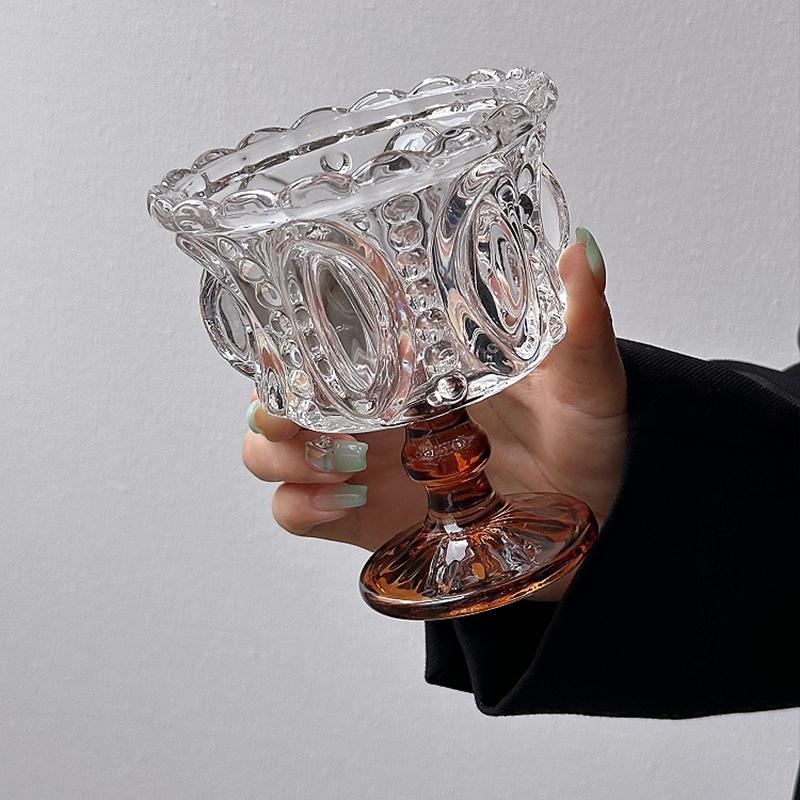 1 ADET Dondurma Trend Tatlı Cam Yoğurt Puding Mus Tatlı Kase Servis Tabağı Yüksek Saplı Cam Parfait Kupası Zarif 11.6x10cm