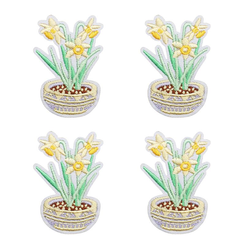 10pcs Lots Colorful Cartoon Embroidery Patches Rain Boot Pot Plant Iron On Patches For Clothing Morning Glory Patch On Clothes