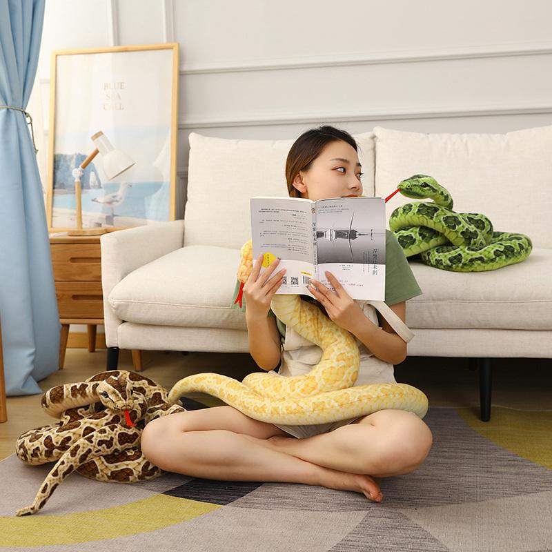 1pc Giant Snakes Plush Toy Simulation Long Golden Python Stuffed Snake Plushie Children Boys Gift Home Decoration