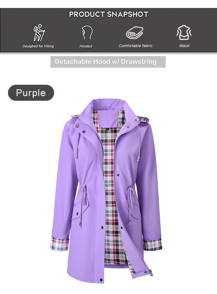New Women's Water-Repellent Trench Coat with Plaid Lining - High-Quality Jacket