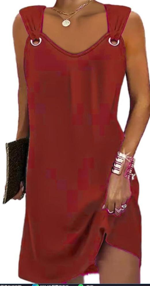 New spring and summer slim and thin medium and long suspender bottom vest steam eye buckle ethnic style dress