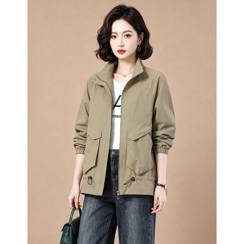 EST+II Women's Retro Utility Drawstring Stand-Collar Jacket