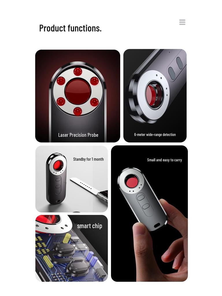 Portable Wireless Camera and Listening Device Detector with Infrared for Anti-Spying in Hotels