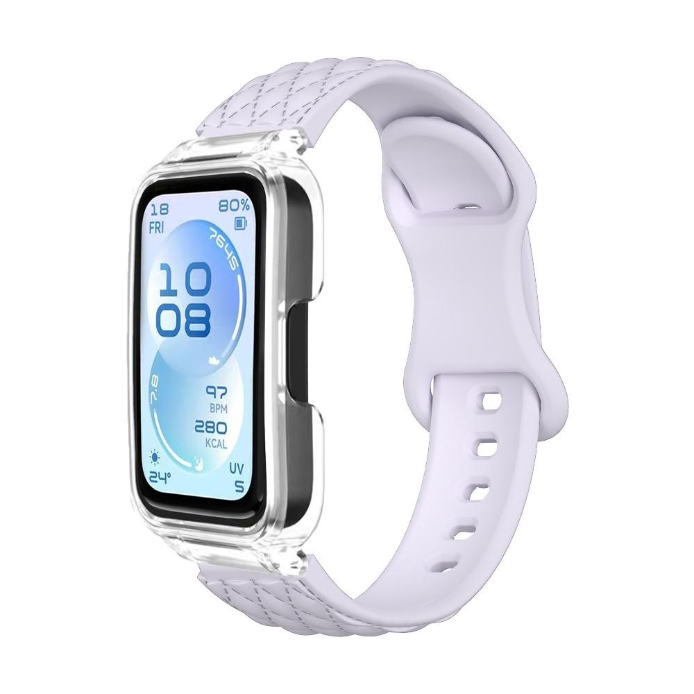 Microwave Pattern Solid Color Strap+PC Case for Huawei Band 11/11pro Soft Silicone Sports Watch Strap for Huawei Band 11/11pro