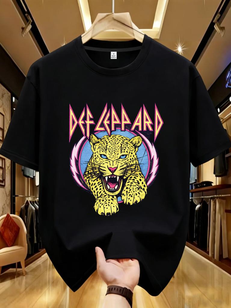 Def Leppard Adrenalize Leopard Unisex TShirt Unisex 100 Cotton Short Sleeve Y2k Oversized Tee Popular Streetwear Vintage Tops