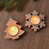 Snowflake Christmas Wooden Candlestick Nordic Style Love-heart Candle Ornaments  Party